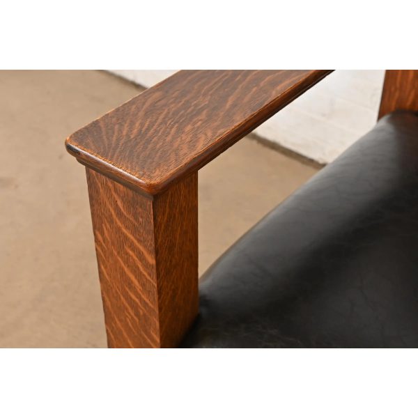 Antique Mission Oak Arts & Crafts Monumental Throne Chair, Circa 1900 - Image 9
