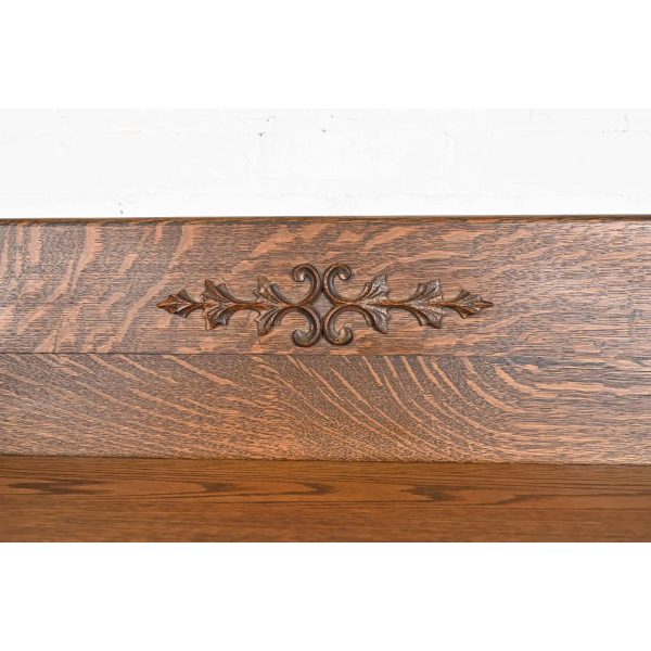 Antique Victorian Carved Oak Glass Front Bookcase, Circa 1890 - Image 8