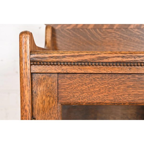 Antique Victorian Carved Oak Glass Front Bookcase, Circa 1890 - Image 7