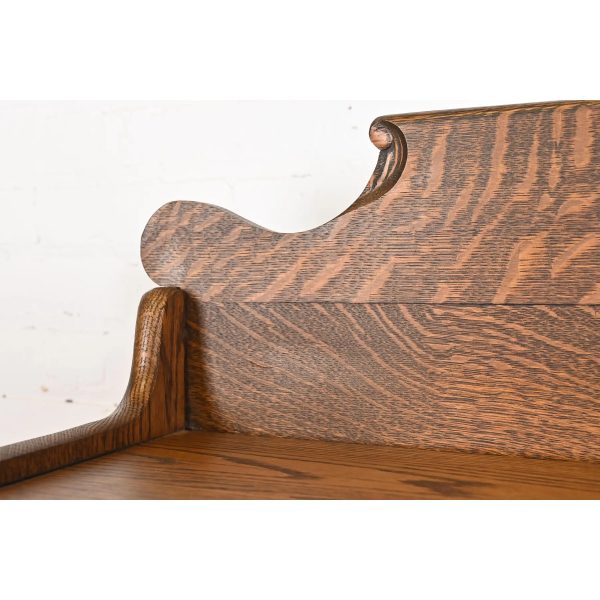 Antique Victorian Carved Oak Glass Front Bookcase, Circa 1890 - Image 6