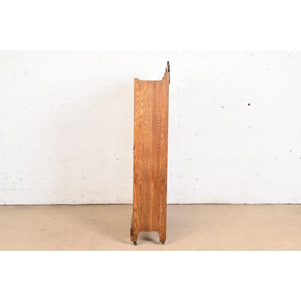 Antique Victorian Carved Oak Glass Front Bookcase, Circa 1890 - Image 10