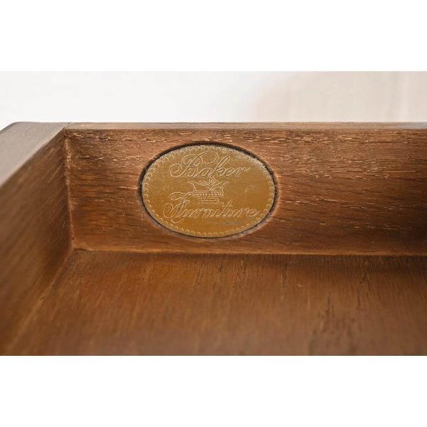 Baker Furniture French Provincial Louis XV Carved Cherry and Burl Wood Tea Tables or End Tables, Pair - Image 9