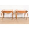 Baker Furniture French Provincial Louis XV Carved Cherry and Burl Wood Tea Tables or End Tables, Pair - Image 11