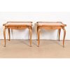 Baker Furniture French Provincial Louis XV Carved Cherry and Burl Wood Tea Tables or End Tables, Pair - Image 2