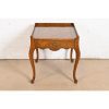 Baker Furniture French Provincial Louis XV Carved Oak and Burl Wood Tea Table or Occasional Side Table, Circa 1960s - Image 3