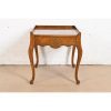 Baker Furniture French Provincial Louis XV Carved Oak and Burl Wood Tea Table or Occasional Side Table, Circa 1960s - Image 2