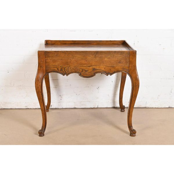 Baker Furniture French Provincial Louis XV Carved Oak and Burl Wood Tea Table or Occasional Side Table, Circa 1960s - Image 10