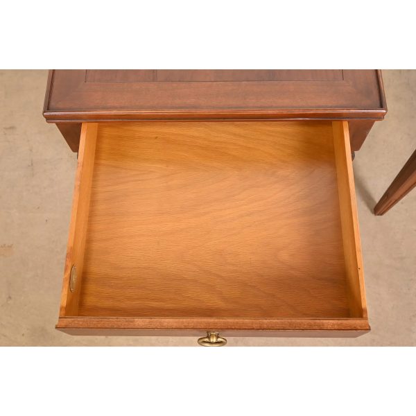 Baker Furniture French Regency Louis XVI Carved Cherry and Burl Wood Tea Tables, Newly Refinished - Image 6