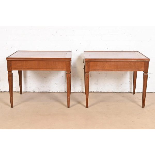 Baker Furniture French Regency Louis XVI Carved Cherry and Burl Wood Tea Tables, Newly Refinished - Image 10
