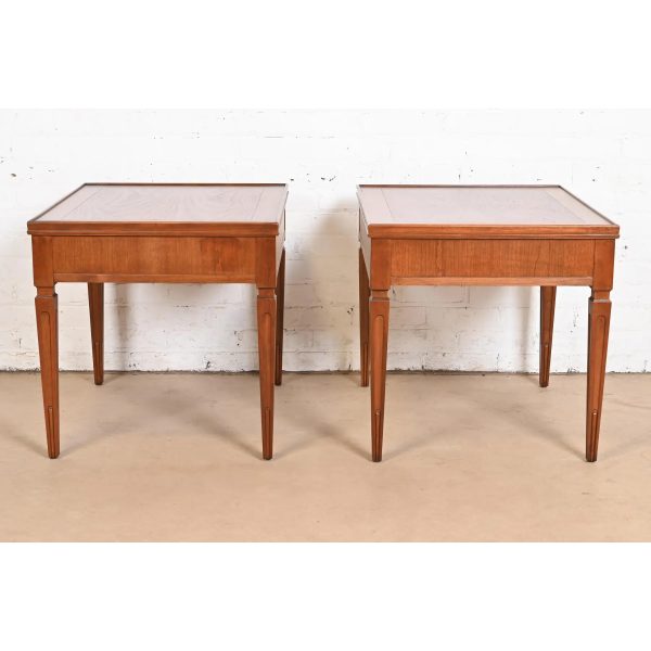 Baker Furniture French Regency Louis XVI Carved Cherry and Burl Wood Tea Tables, Newly Refinished - Image 11