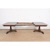 Baker Furniture Regency Banded Mahogany Double Pedestal Extension Dining Table, Newly Refinished - Image 5