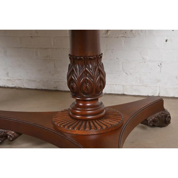 Baker Furniture Regency Banded Mahogany Double Pedestal Extension Dining Table, Newly Refinished - Image 10