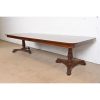 Baker Furniture Regency Banded Mahogany Double Pedestal Extension Dining Table, Newly Refinished - Image 3