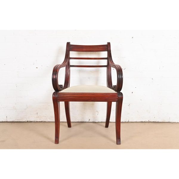 Baker Furniture Regency Carved Mahogany Arm Chair or Side Chair - Image 2