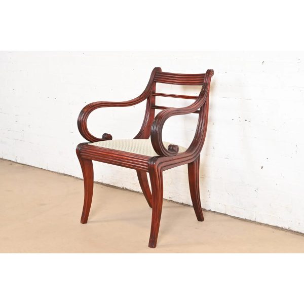 Baker Furniture Regency Carved Mahogany Arm Chair or Side Chair