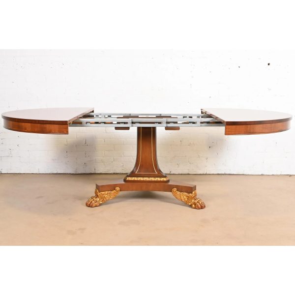 Baker Furniture Regency Paw Foot Pedestal Extension Dining Table, Newly Refinished - Image 6