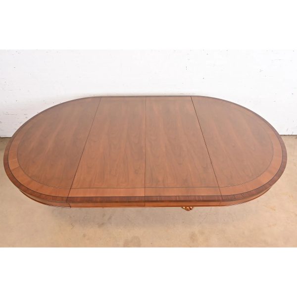 Baker Furniture Regency Paw Foot Pedestal Extension Dining Table, Newly Refinished - Image 9