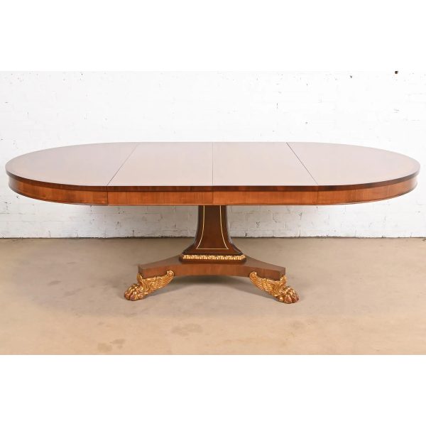 Baker Furniture Regency Paw Foot Pedestal Extension Dining Table, Newly Refinished - Image 7