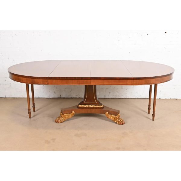 Baker Furniture Regency Paw Foot Pedestal Extension Dining Table, Newly Refinished - Image 8
