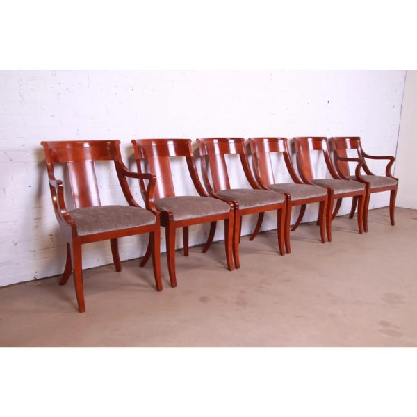 Baker Furniture Solid Cherry Wood Regency Dining Chairs - Set of 6 - Image 4