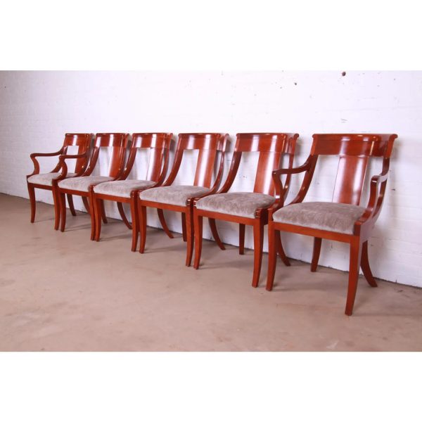 Baker Furniture Solid Cherry Wood Regency Dining Chairs - Set of 6 - Image 2