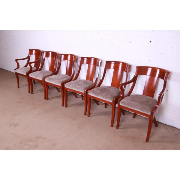 Baker Furniture Solid Cherry Wood Regency Dining Chairs - Set of 6 - Image 3