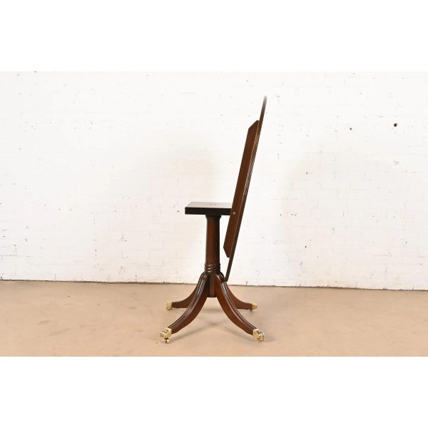 Baker Furniture Style Georgian Banded Mahogany Pedestal Flip Top Dining or Breakfast Table, Newly Refinished - Image 10
