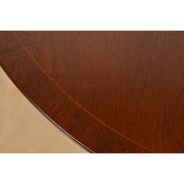 Baker Furniture Style Georgian Banded Mahogany Pedestal Flip Top Dining or Breakfast Table, Newly Refinished - Image 5