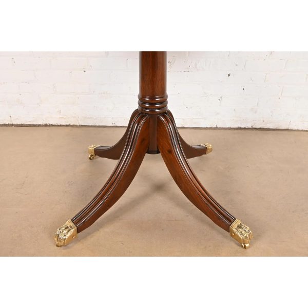 Baker Furniture Style Georgian Banded Mahogany Pedestal Flip Top Dining or Breakfast Table, Newly Refinished - Image 7