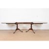 Baker Furniture Style Georgian Mahogany Double Pedestal Extension Dining Table, Newly Refinished - Image 6