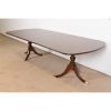 Baker Furniture Style Georgian Mahogany Double Pedestal Extension Dining Table, Newly Refinished