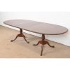 Baker Furniture Style Georgian Mahogany Double Pedestal Extension Dining Table, Newly Refinished