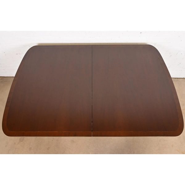 Baker Furniture Style Georgian Mahogany Double Pedestal Extension Dining Table, Newly Refinished - Image 6