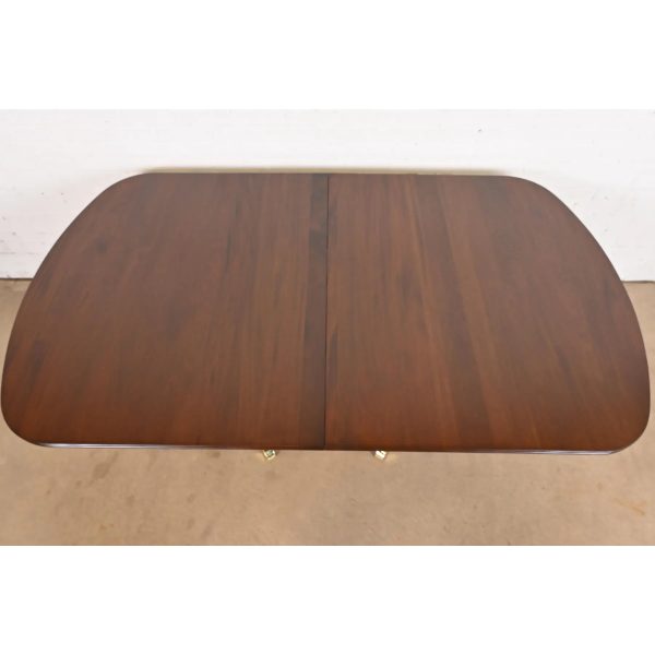 Baker Furniture Style Georgian Mahogany Double Pedestal Extension Dining Table, Newly Refinished - Image 9