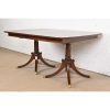 Baker Furniture Style Georgian Mahogany Double Pedestal Extension Dining Table, Newly Refinished - Image 3