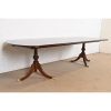 Baker Furniture Style Georgian Mahogany Double Pedestal Extension Dining Table, Newly Refinished - Image 4