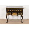 Baker Furniture Style Queen Anne Chinoiserie Hand Painted Black Lacquered and Gold Gilt Dressing Table or Entry Table - Image 5