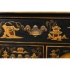 Baker Furniture Style Queen Anne Chinoiserie Hand Painted Black Lacquered and Gold Gilt Dressing Table or Entry Table - Image 7