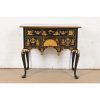 Baker Furniture Style Queen Anne Chinoiserie Hand Painted Black Lacquered and Gold Gilt Dressing Table or Entry Table - Image 2