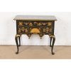 Baker Furniture Style Queen Anne Chinoiserie Hand Painted Black Lacquered and Gold Gilt Dressing Table or Entry Table - Image 3