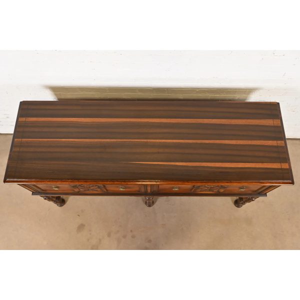 Berkey & Gay Antique English Jacobean Ornate Carved Walnut and Burl Wood Sideboard, Circa 1920s - Image 8