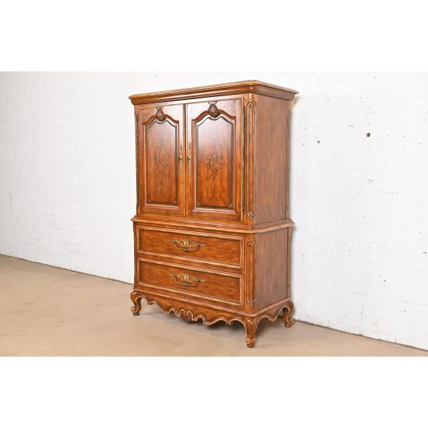 Drexel Heritage French Provincial Louis XV Carved Walnut Gentleman's Chest - Image 3