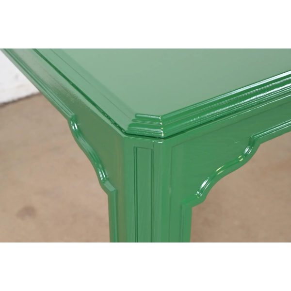 Drexel Heritage Mid-Century Hollywood Regency Green Lacquered Dining Table, Newly Refinished - Image 6