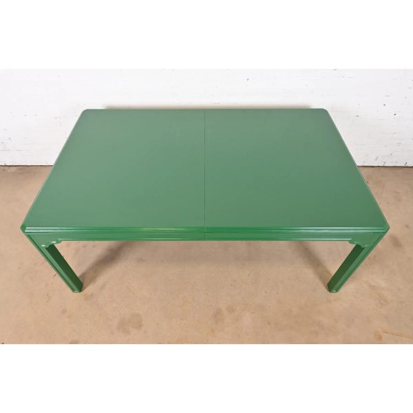 Drexel Heritage Mid-Century Hollywood Regency Green Lacquered Dining Table, Newly Refinished - Image 7