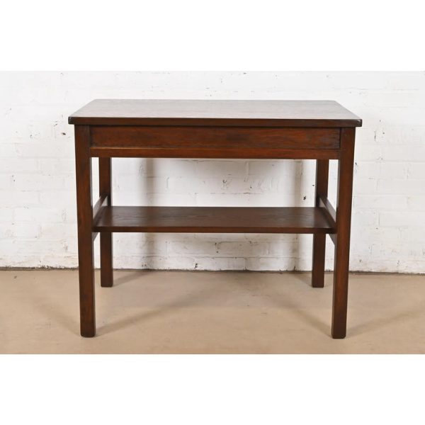 Early Gustav Stickley Mission Oak Arts & Crafts Writing Desk or Library Table, Circa 1900 - Image 10
