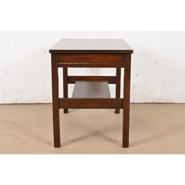 Early Gustav Stickley Mission Oak Arts & Crafts Writing Desk or Library Table, Circa 1900 - Image 9