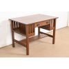 Gustav Stickley Antique Mission Oak Arts & Crafts Desk With Built-in Bookcases, Newly Refinished - Image 4