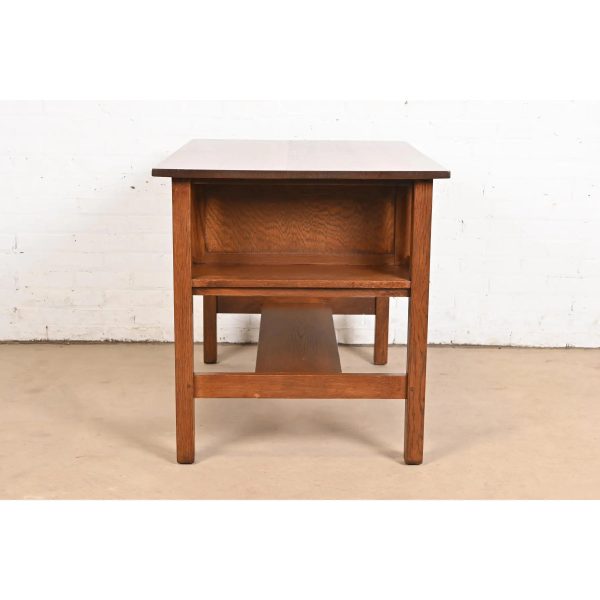 Gustav Stickley Antique Mission Oak Arts & Crafts Desk With Built-in Bookcases, Newly Refinished - Image 10