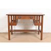 Gustav Stickley Antique Mission Oak Arts & Crafts Desk With Built-in Bookcases, Newly Refinished - Image 2