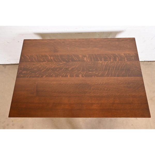 Gustav Stickley Antique Mission Oak Arts & Crafts Desk With Built-in Bookcases, Newly Refinished - Image 9